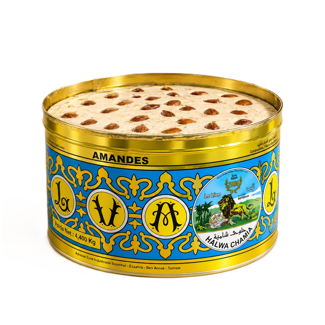 Halwa chamia Le Lion à l’amande, boîte métallique 4,4 kg